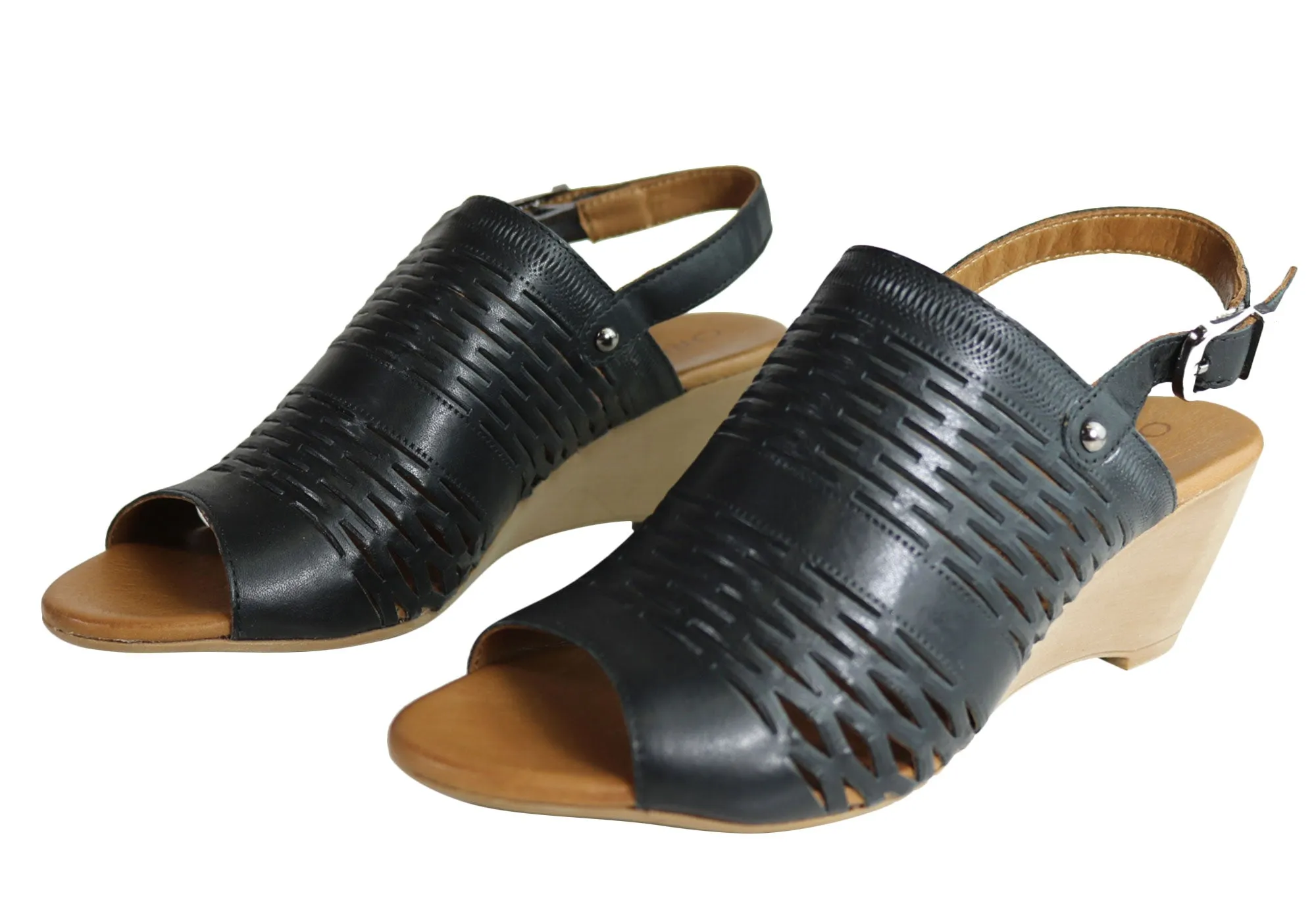 Orizonte Posy Damen Europäische Leder Bequeme Keilabsatz Sandalen Orizonte Schuhe