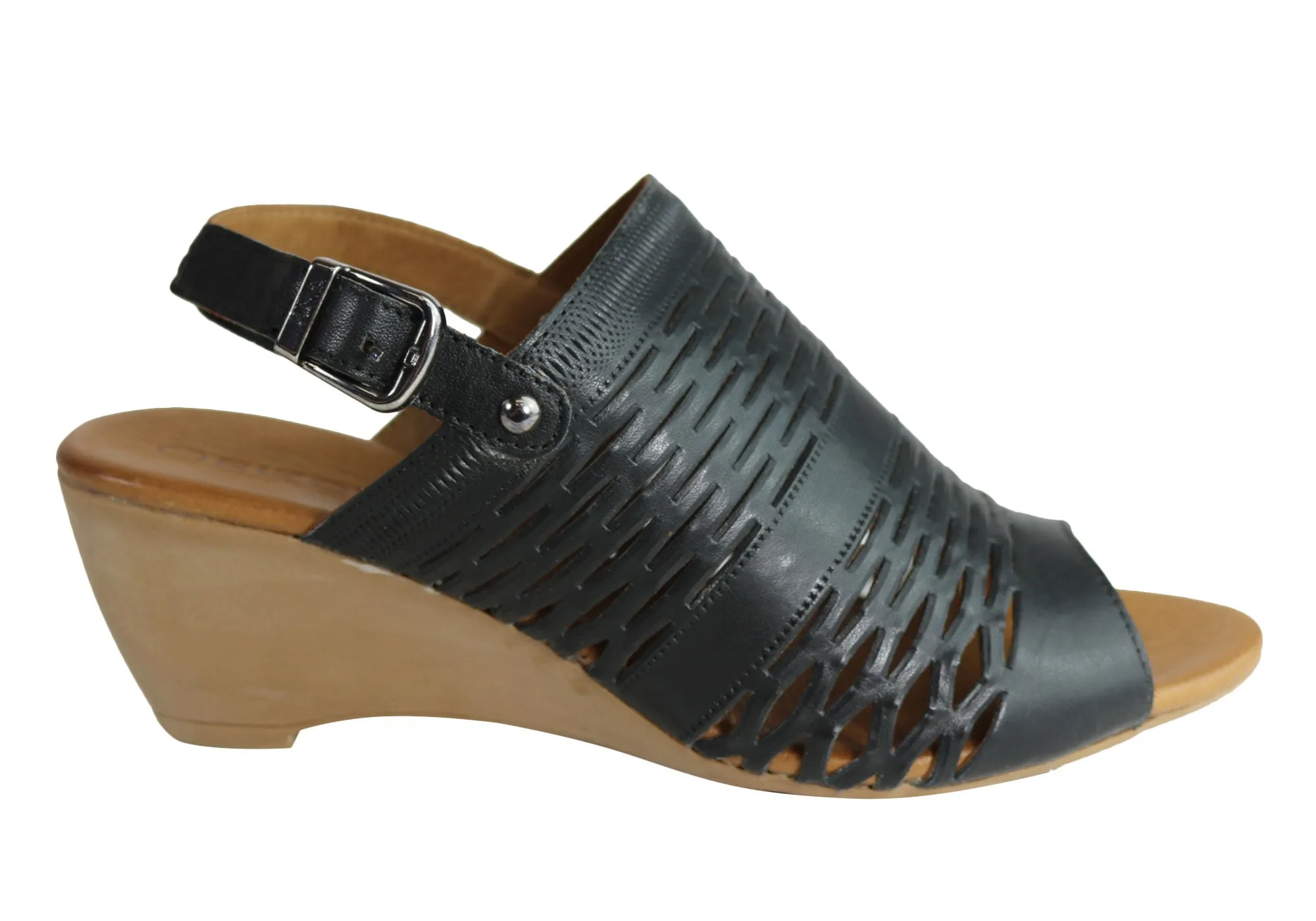 Orizonte Posy Damen Europäische Leder Bequeme Keilabsatz Sandalen Orizonte Schuhe