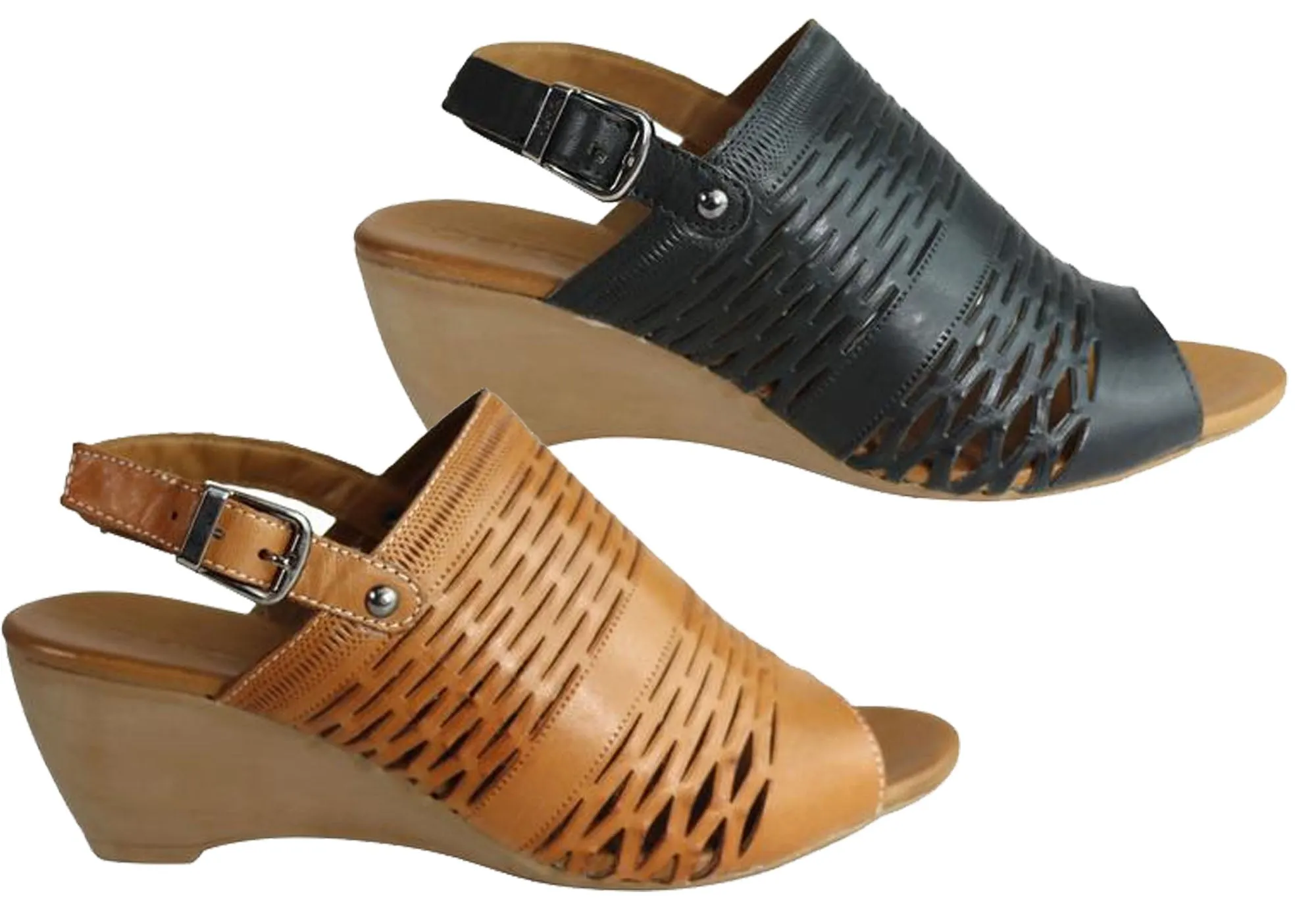Orizonte Posy Damen Europäische Leder Bequeme Keilabsatz Sandalen Orizonte Schuhe