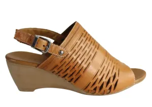 Orizonte Posy Damen Europäische Leder Bequeme Keilabsatz Sandalen Orizonte Schuhe