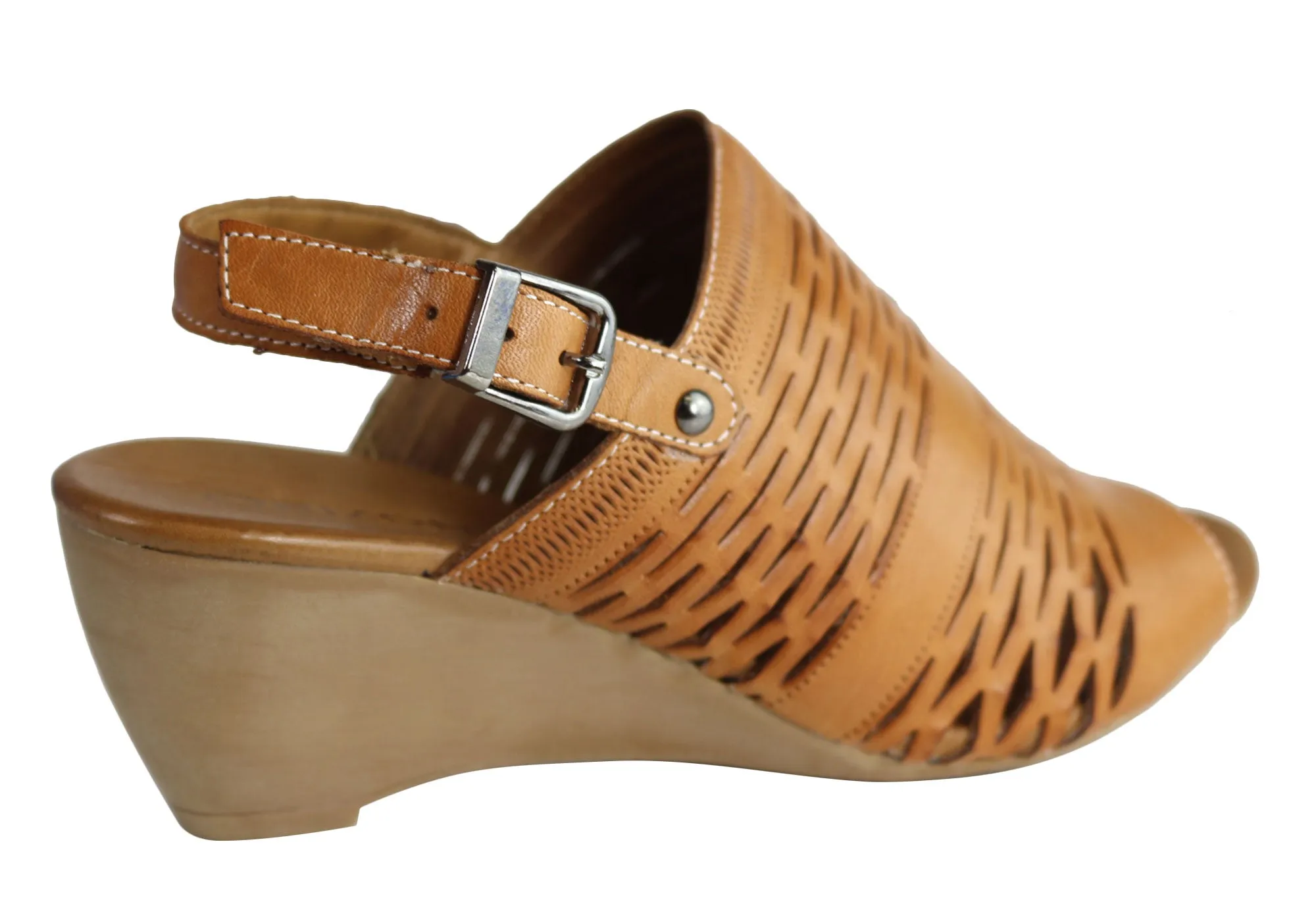 Orizonte Posy Damen Europäische Leder Bequeme Keilabsatz Sandalen Orizonte Schuhe
