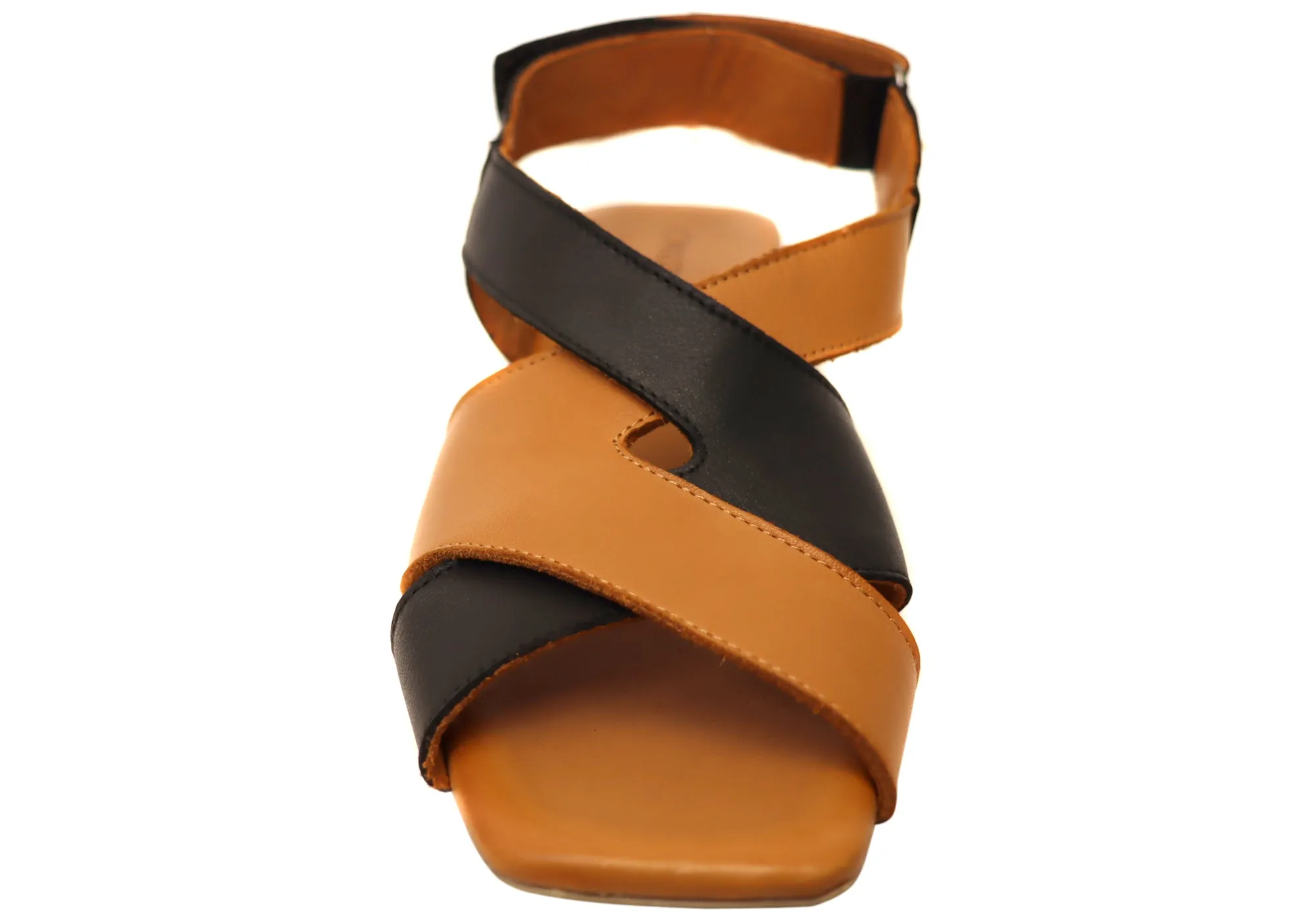 Orizonte Rossie Damen Europäische Bequeme Sandalen aus Leder mit niedrigem Absatz Orizonte Schuhe