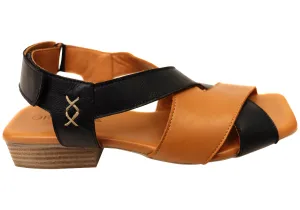 Orizonte Rossie Damen Europäische Bequeme Sandalen aus Leder mit niedrigem Absatz Orizonte Schuhe