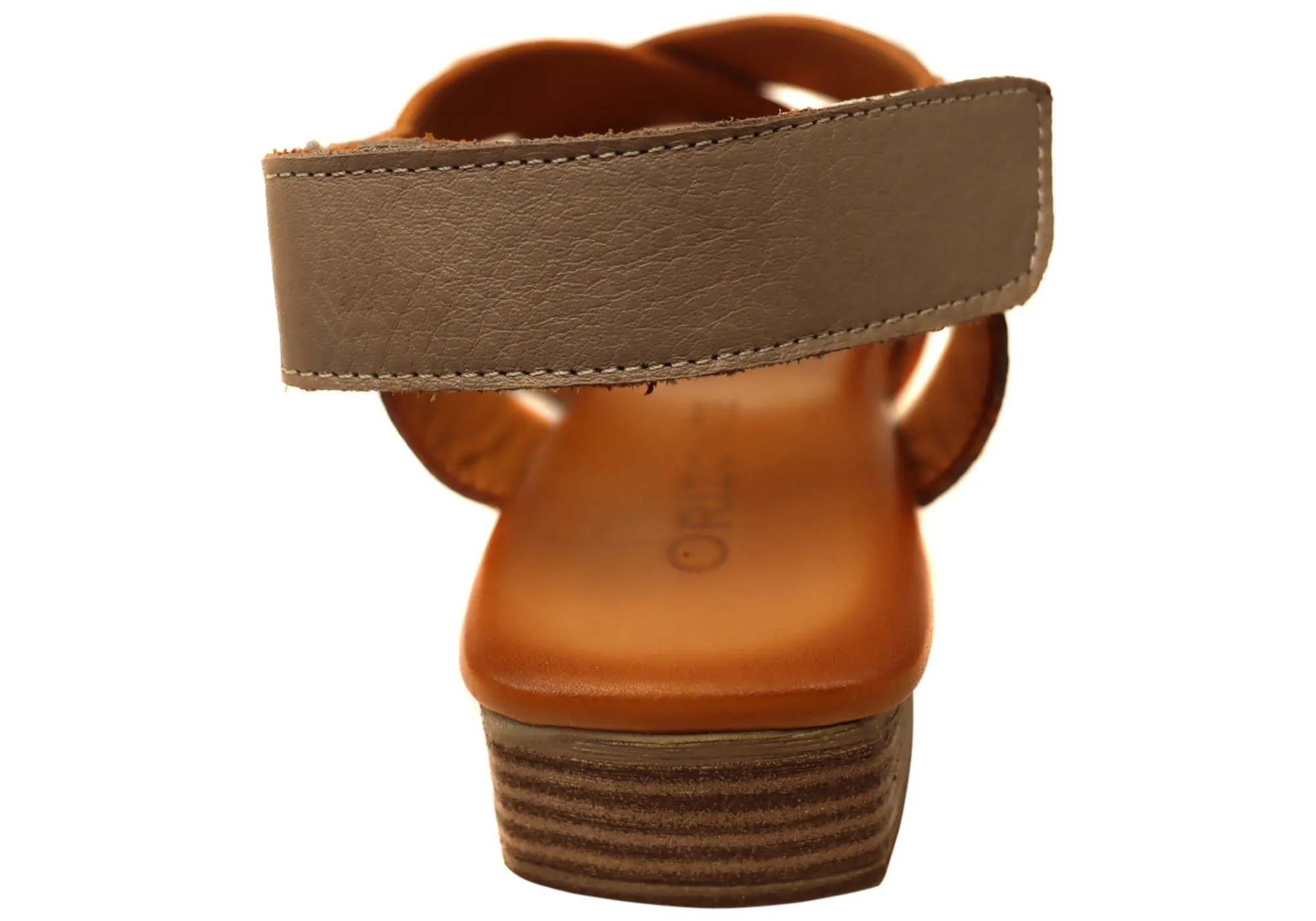 Orizonte Rossie Damen Europäische Bequeme Sandalen aus Leder mit niedrigem Absatz Orizonte Schuhe