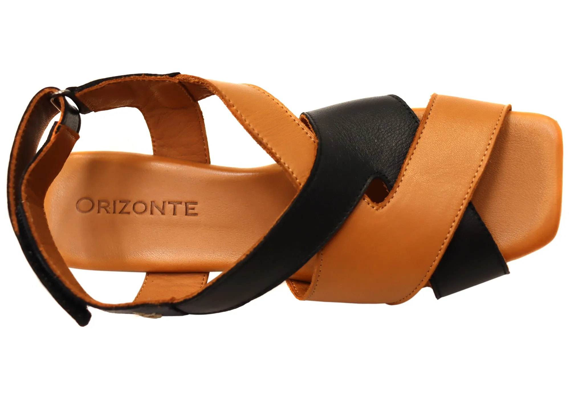 Orizonte Rossie Damen Europäische Bequeme Sandalen aus Leder mit niedrigem Absatz Orizonte Schuhe