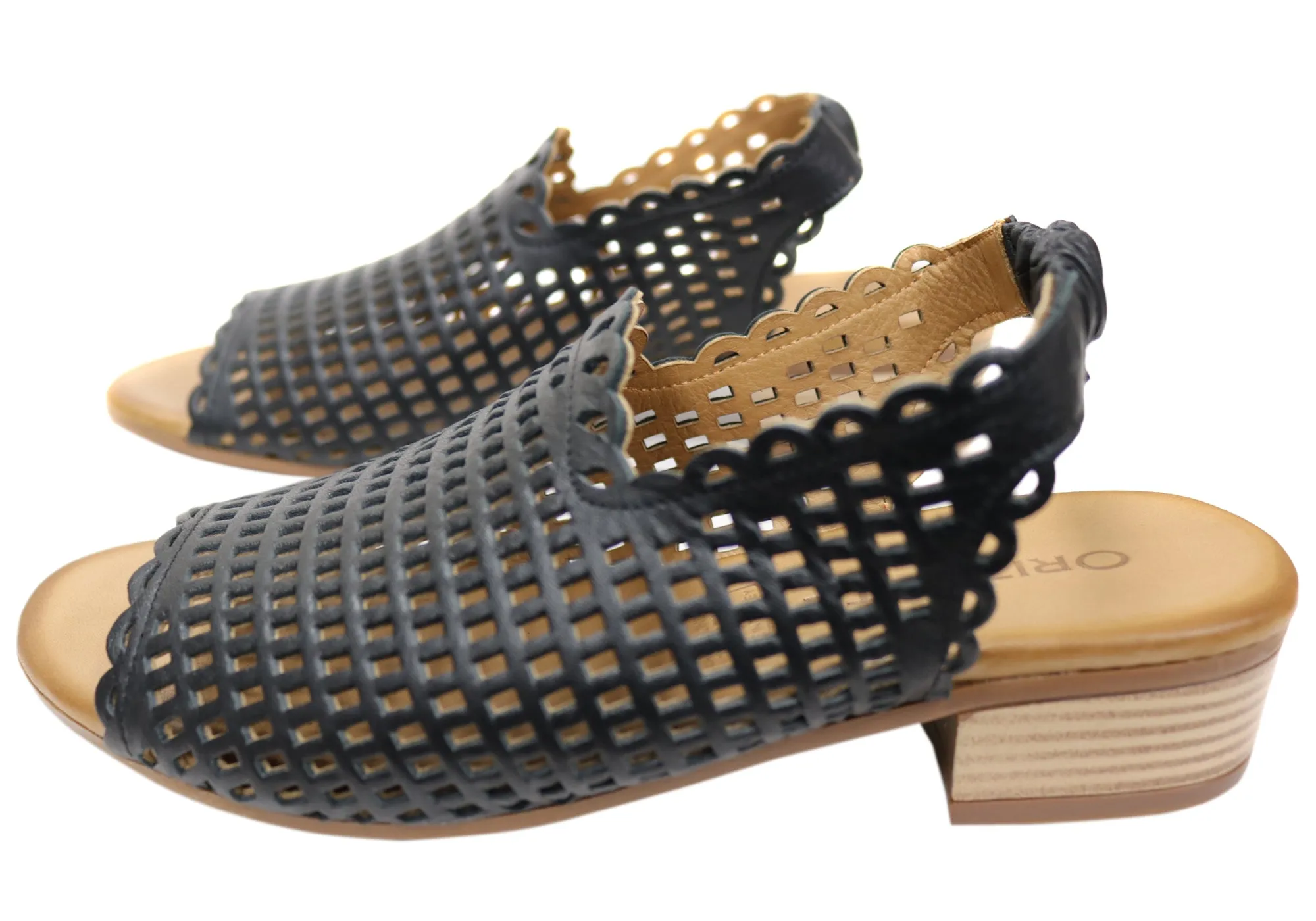 Orizonte Sash Damen Europäisches Leder Niedriger Absatz Bequeme Sandalen Orizonte Schuhe