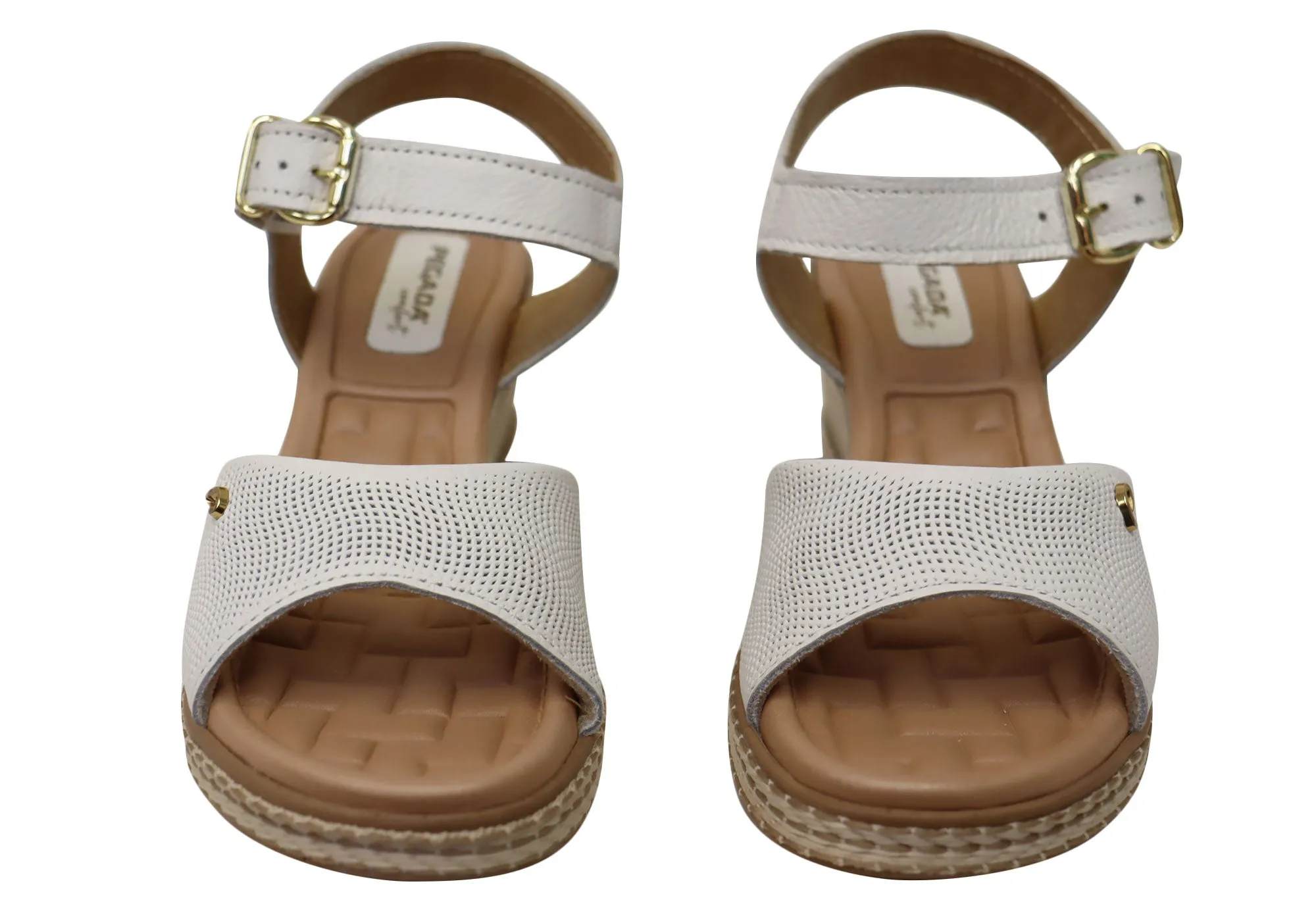 Pegada Jeevany Damen Brasilianische Bequeme Keilabsatz Sandalen aus Leder Pegada Schuhe