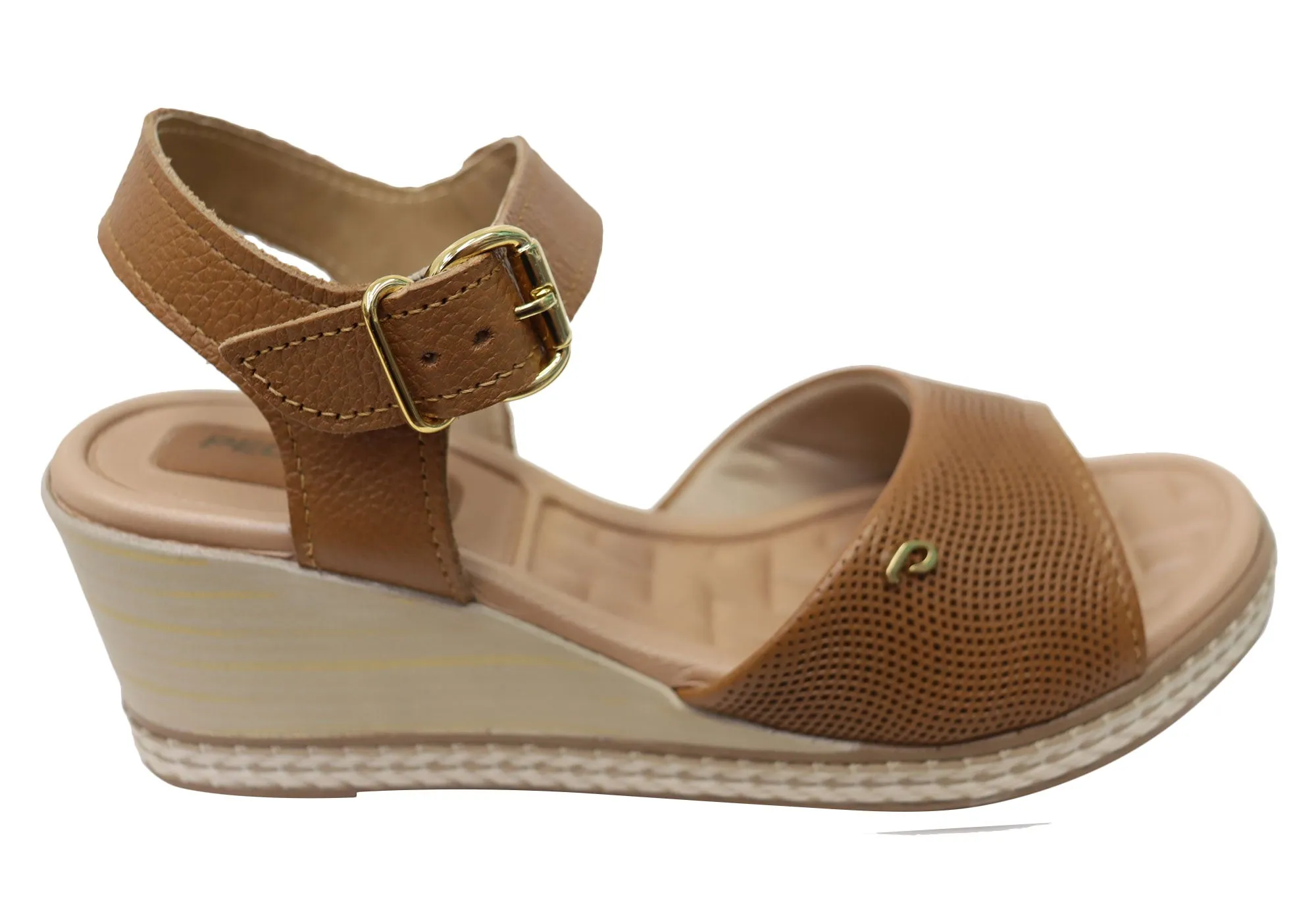 Pegada Jeevany Damen Brasilianische Bequeme Keilabsatz Sandalen aus Leder Pegada Schuhe