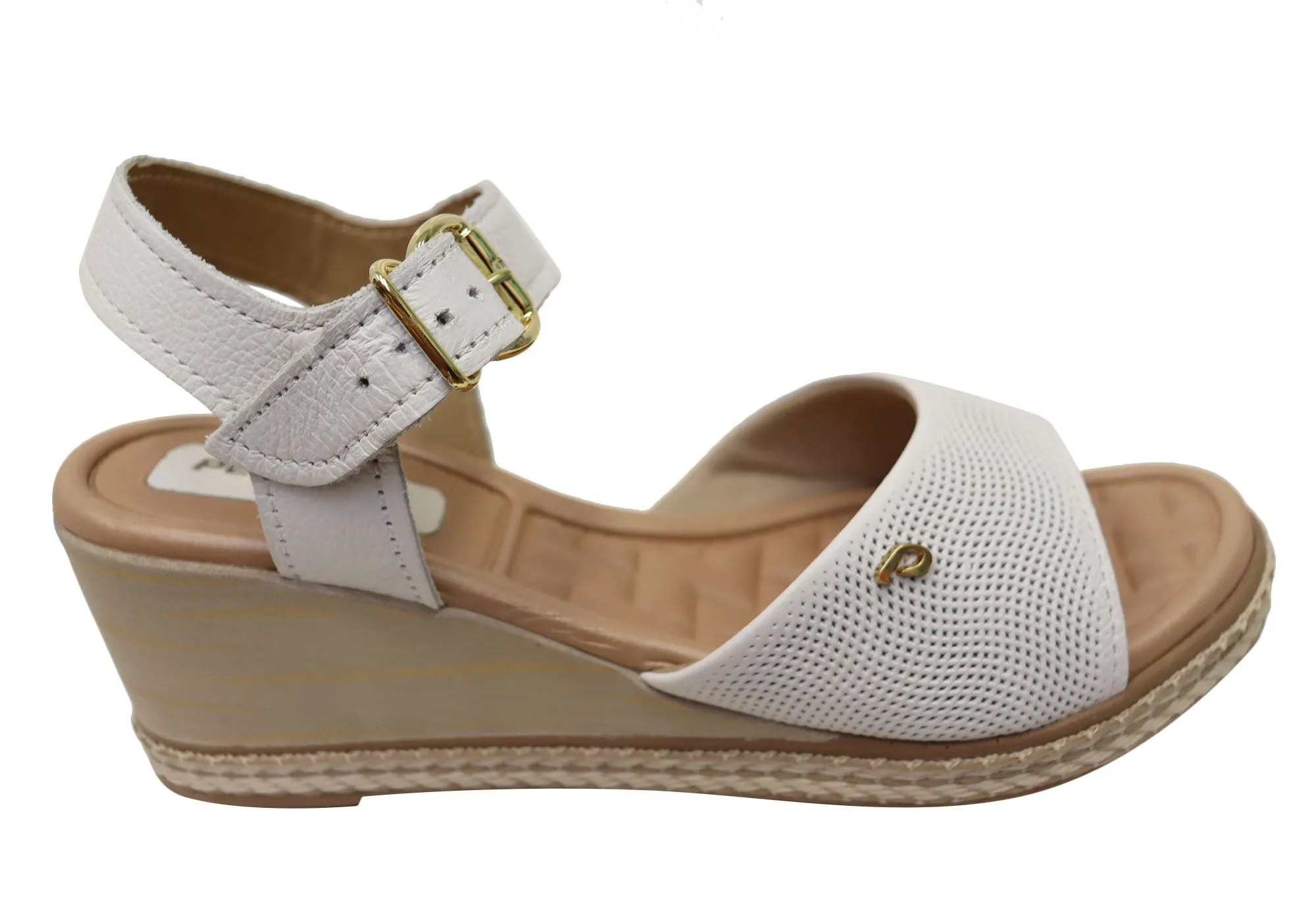 Pegada Jeevany Damen Brasilianische Bequeme Keilabsatz Sandalen aus Leder Pegada Schuhe