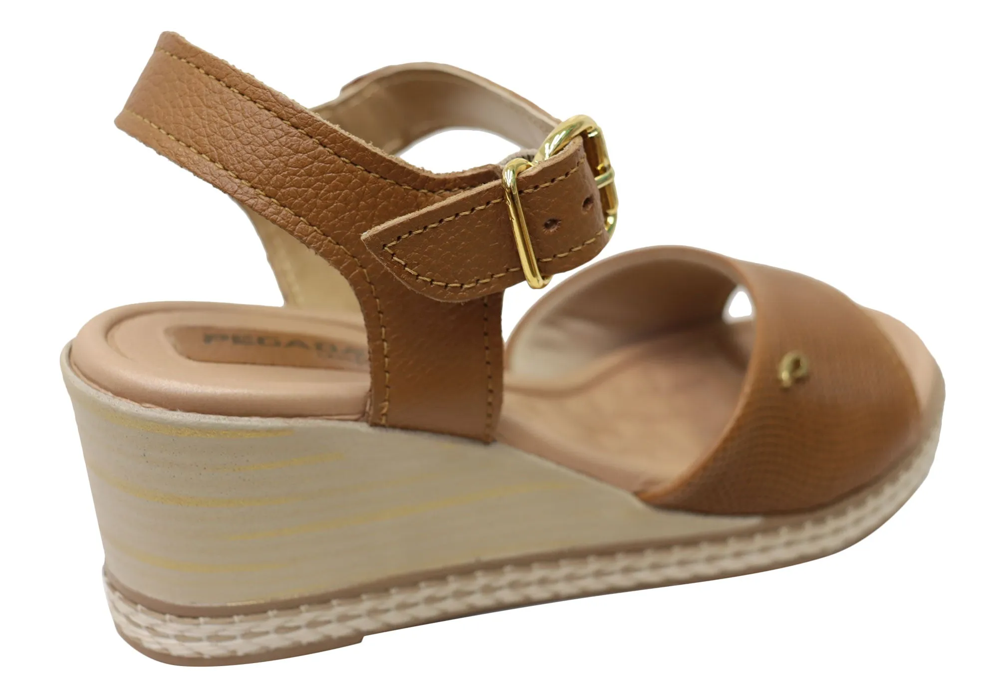 Pegada Jeevany Damen Brasilianische Bequeme Keilabsatz Sandalen aus Leder Pegada Schuhe