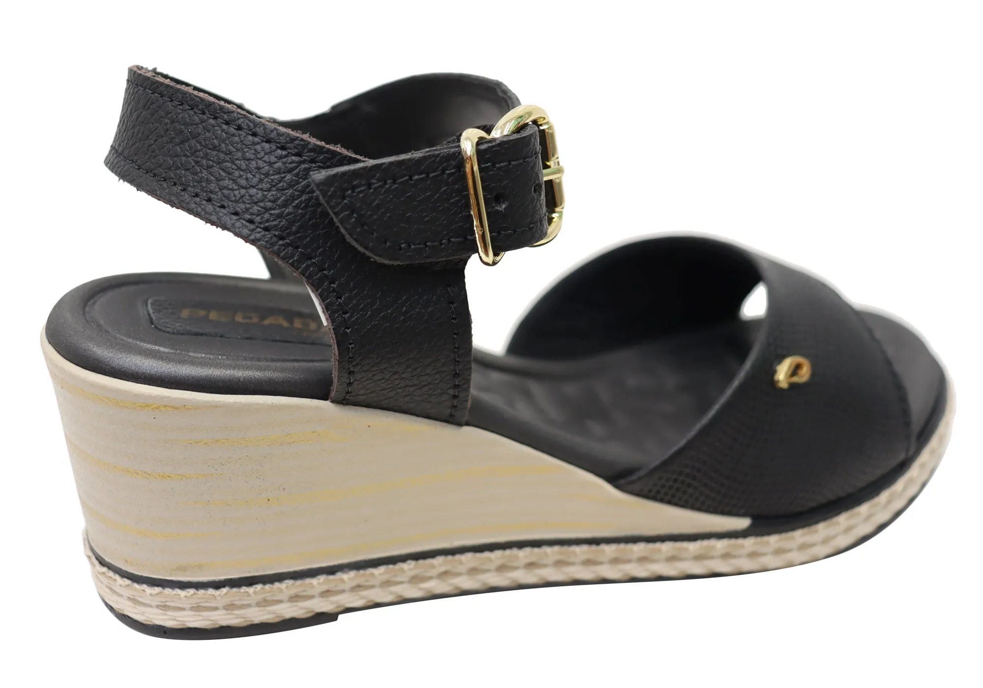 Pegada Jeevany Damen Brasilianische Bequeme Keilabsatz Sandalen aus Leder Pegada Schuhe