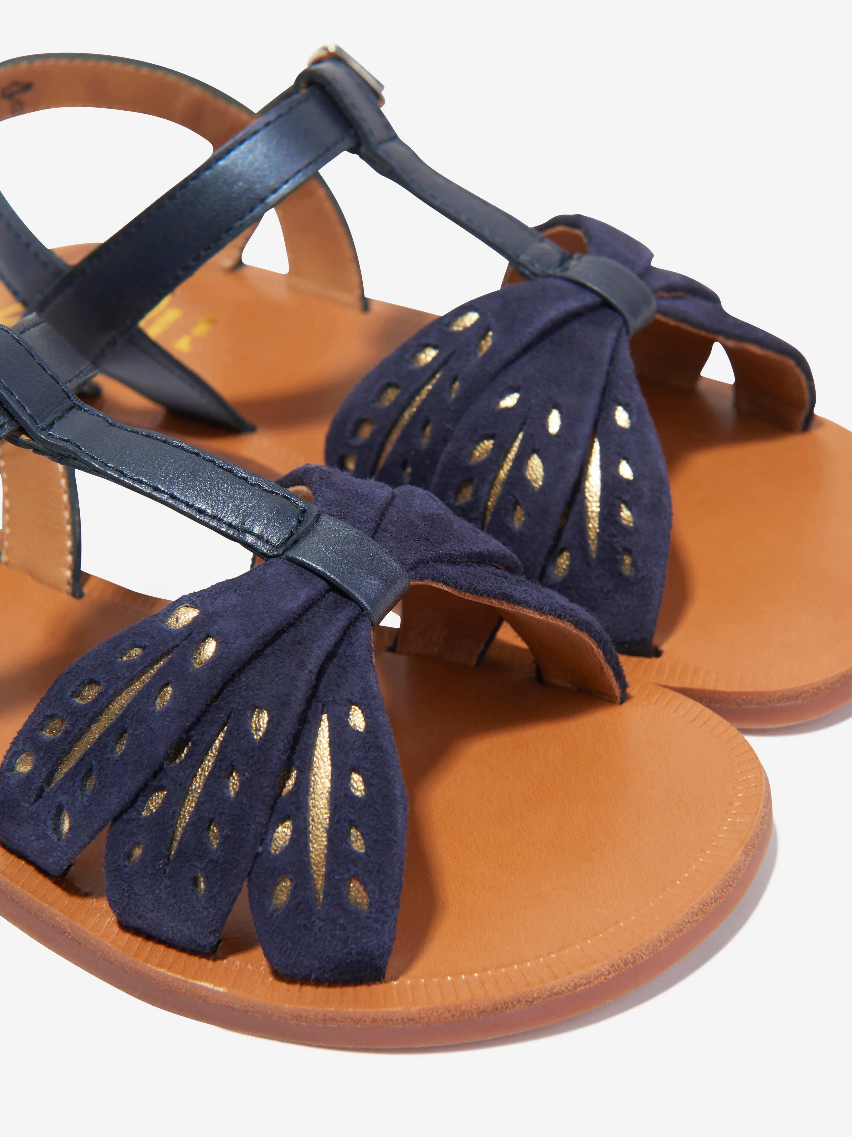 Pom D'Api Mädchen Leder Plagette Weizen Sandalen in Marine