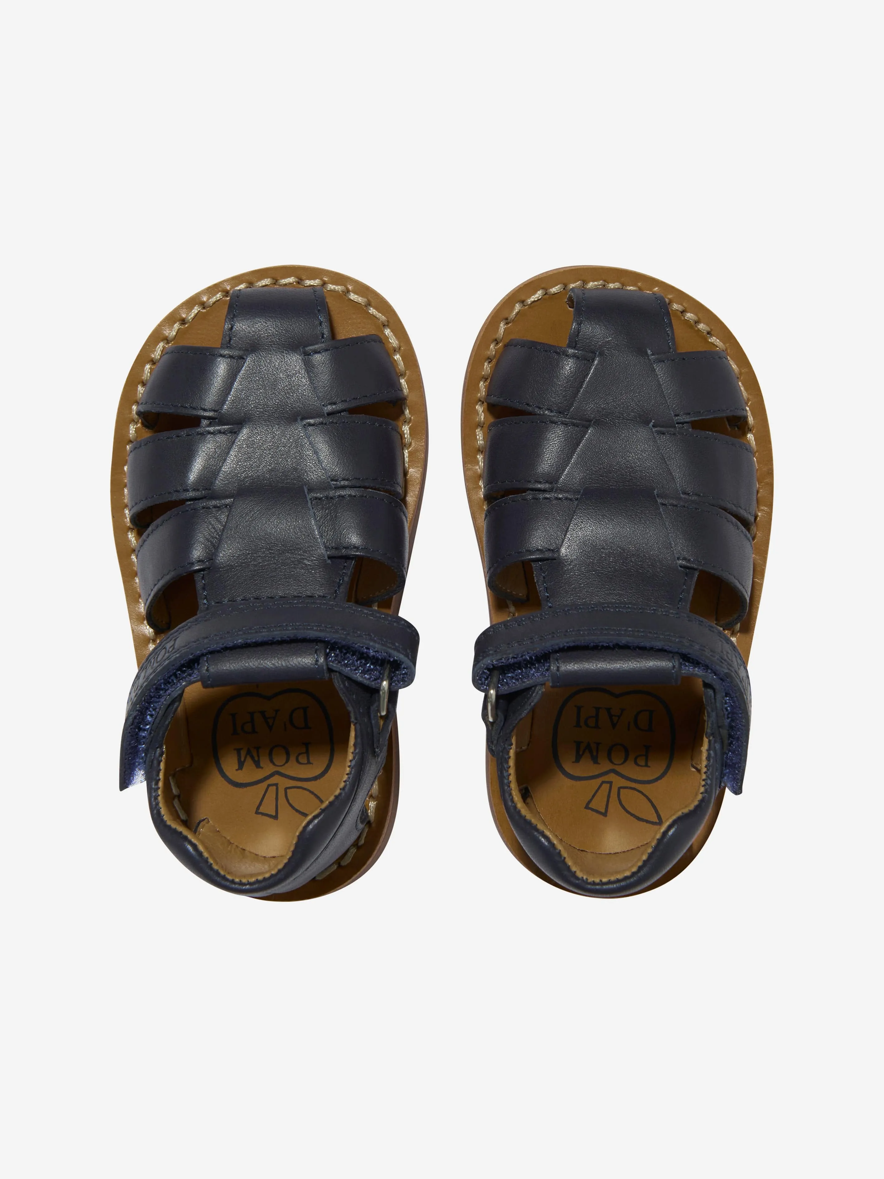 Pom D'Api Kinder-Lederschuh Waff Papy Sandalen in Marineblau