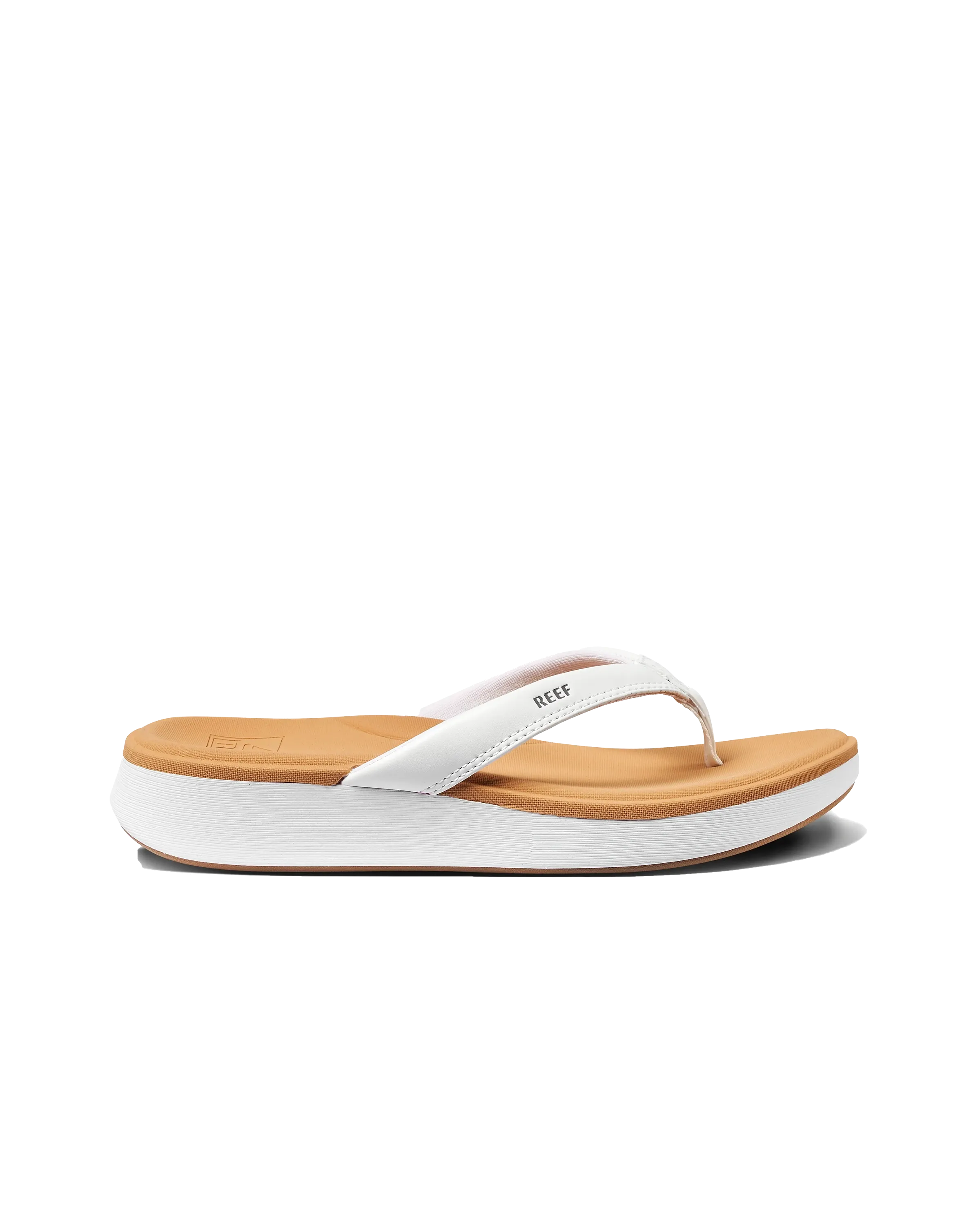 Reef Shoes Cushion Cloud Flip Flops in Weiß & Hellbraun