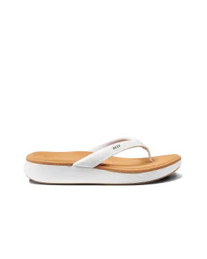 Reef Shoes Cushion Cloud Flip Flops in Weiß & Hellbraun
