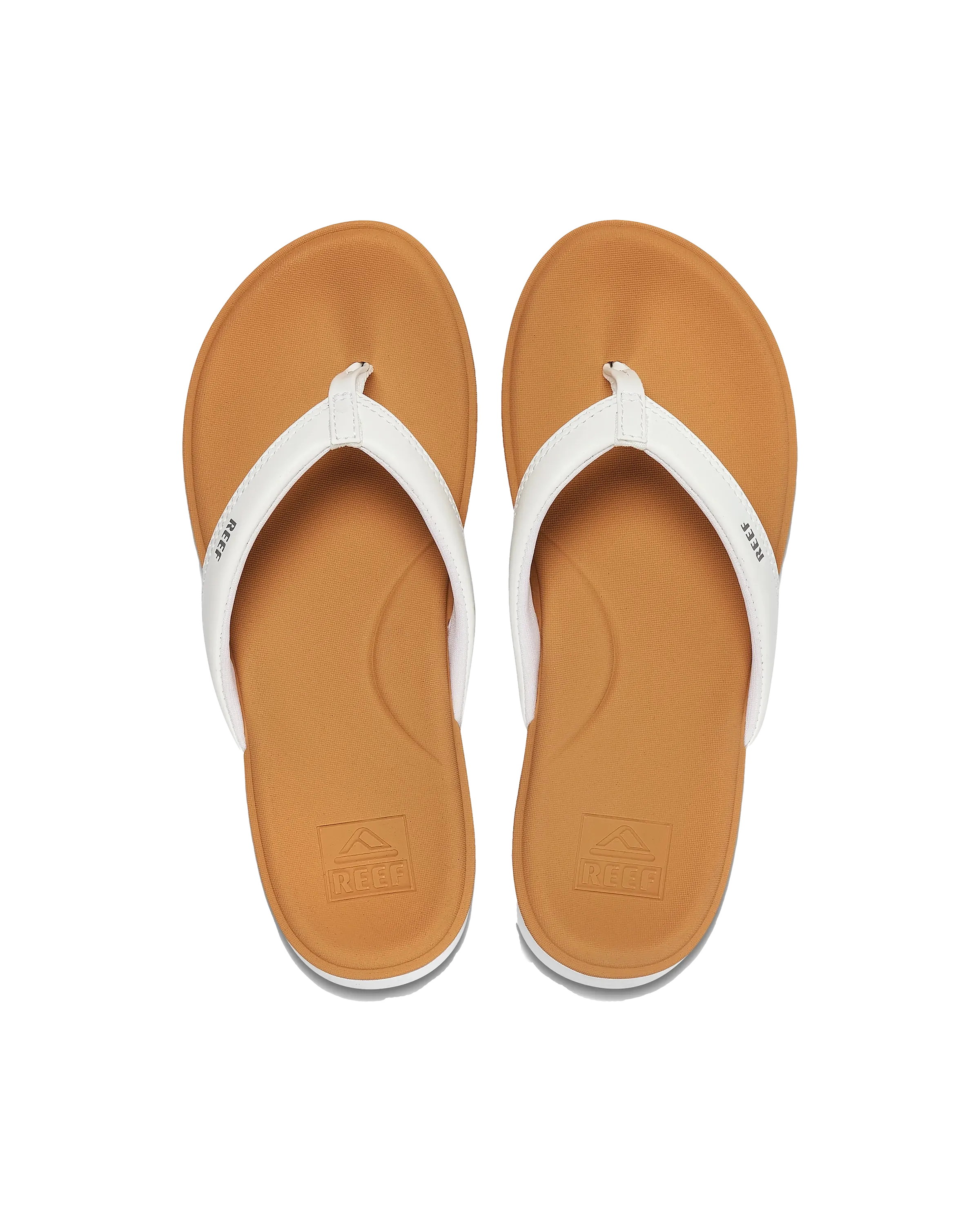 Reef Shoes Cushion Cloud Flip Flops in Weiß & Hellbraun