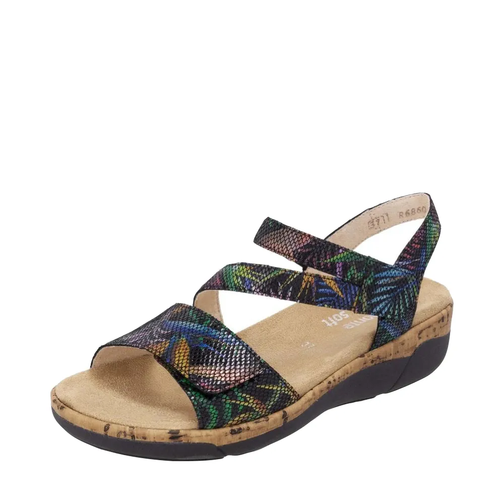 Remonte Damen Jocelyn 60 Sandale in Schwarz Multicolor