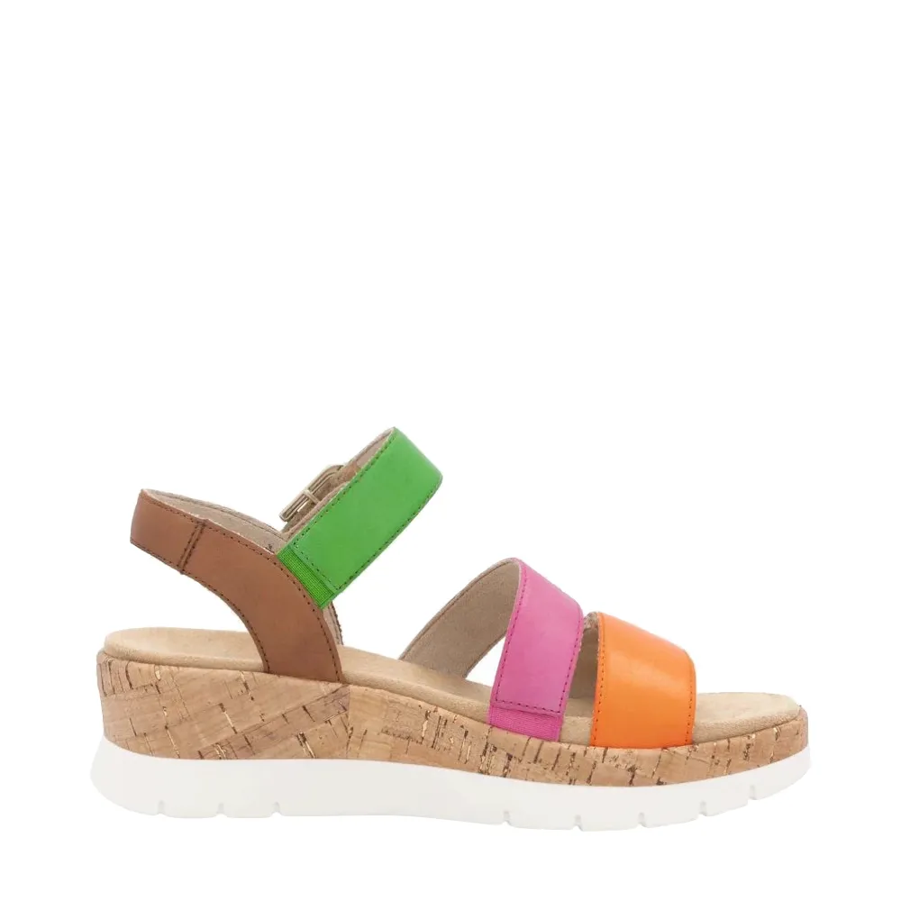 Remote Damen Gizela 50 Keilabsatz Sandale in Aperol/Fuchsia/Absynth/Muskat