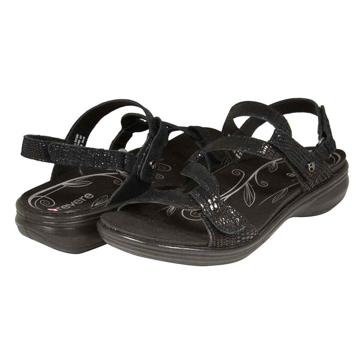 Revere Damen Miami Schwarz Echsenleder