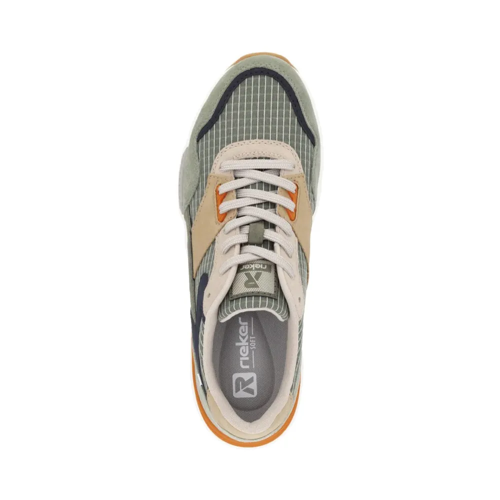 Rieker Herren Justus 02 Sneaker in Pistazie/Pazifik/Olive