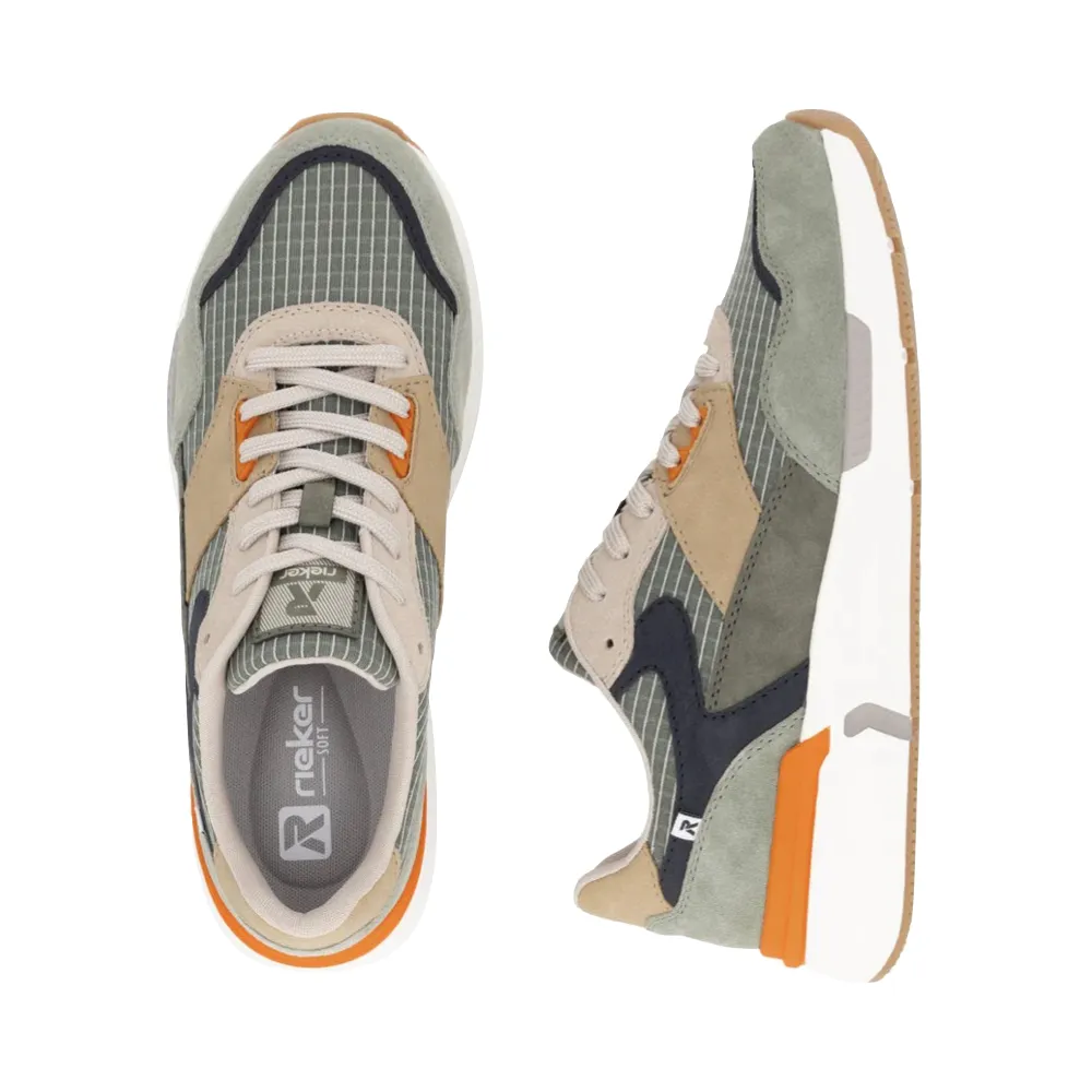 Rieker Herren Justus 02 Sneaker in Pistazie/Pazifik/Olive