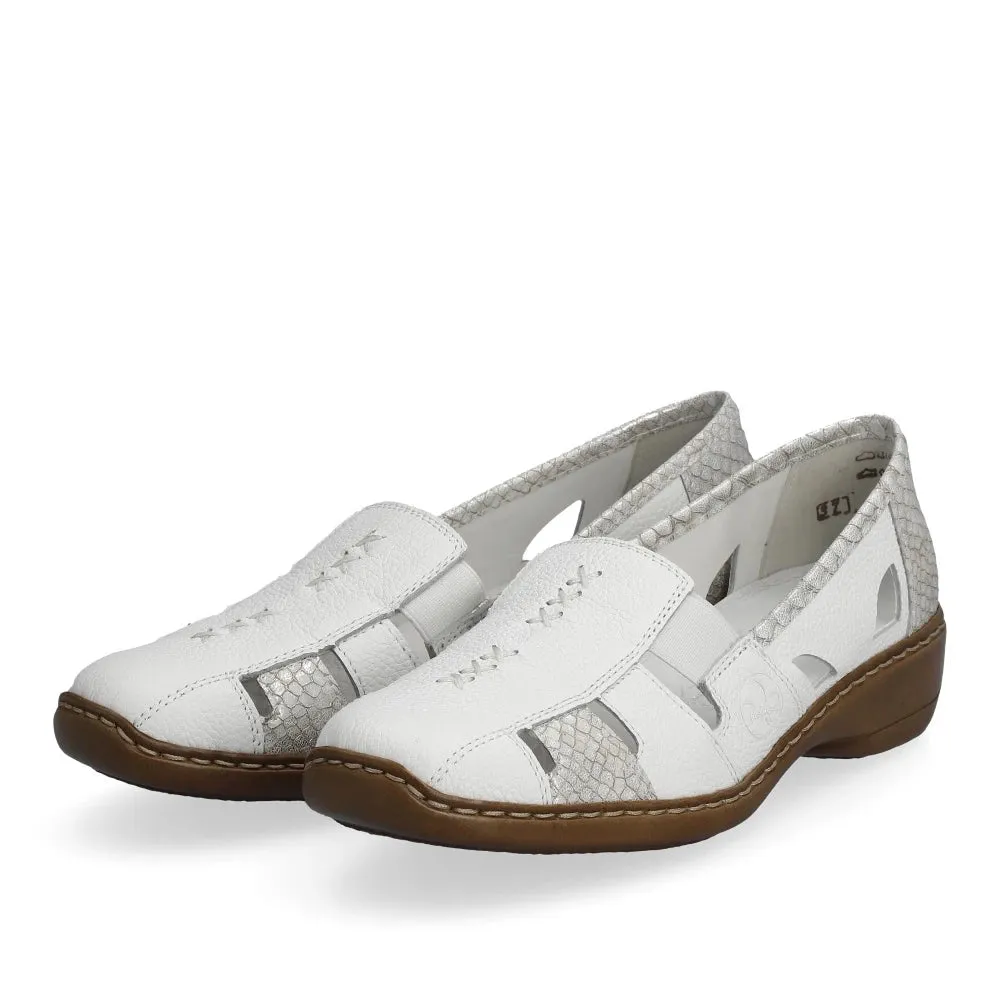 Rieker Schuhe 41385-80 Weiß Slip-On