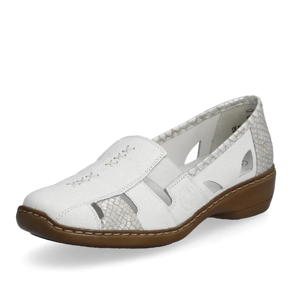Rieker Schuhe 41385-80 Weiß Slip-On