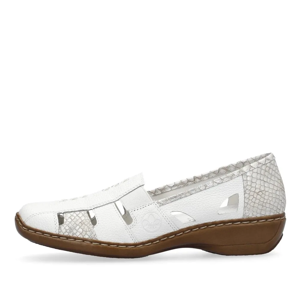 Rieker Schuhe 41385-80 Weiß Slip-On