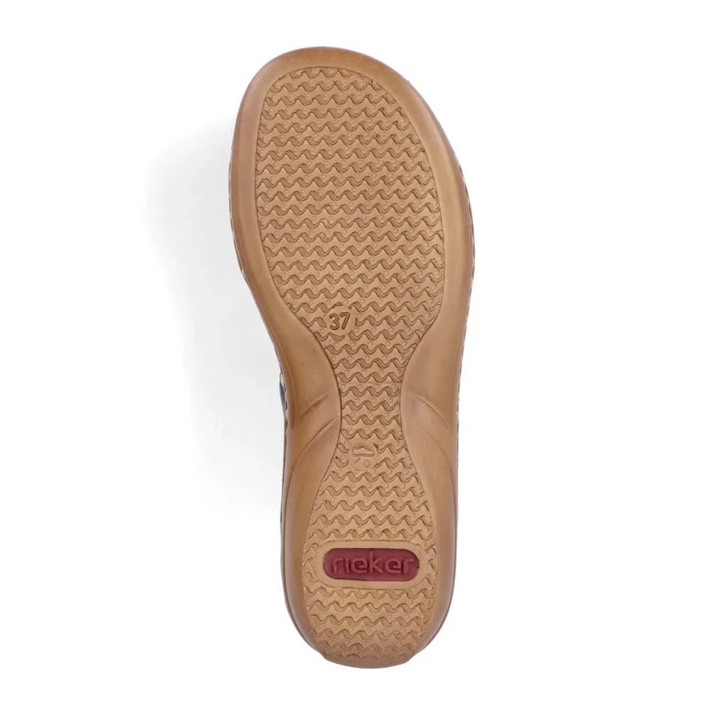 Rieker Schuhe 60842-14 Marineblau Mehrfarbig Klettverschluss Schlapfen