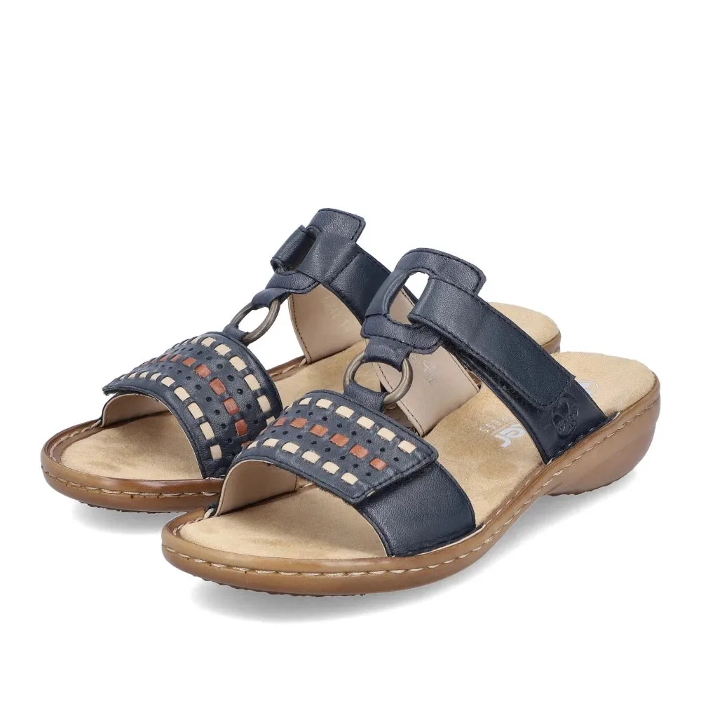Rieker Schuhe 60842-14 Marineblau Mehrfarbig Klettverschluss Schlapfen