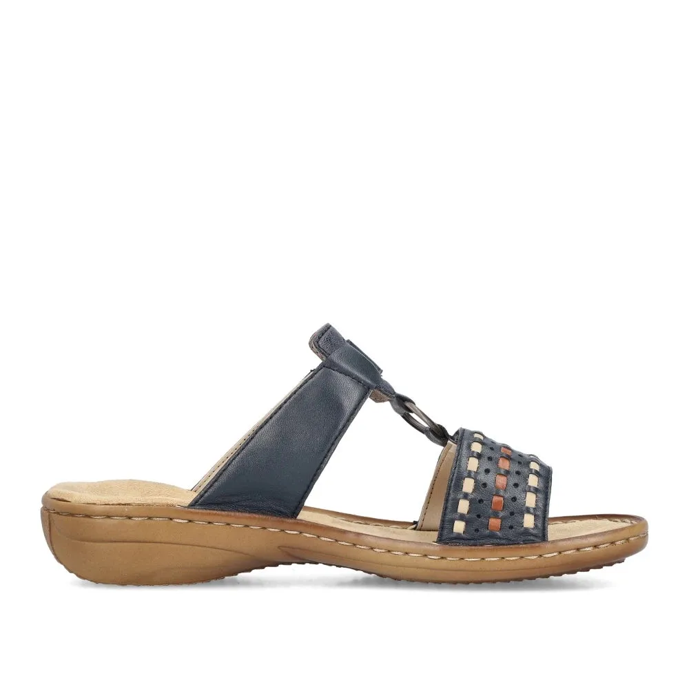 Rieker Schuhe 60842-14 Marineblau Mehrfarbig Klettverschluss Schlapfen