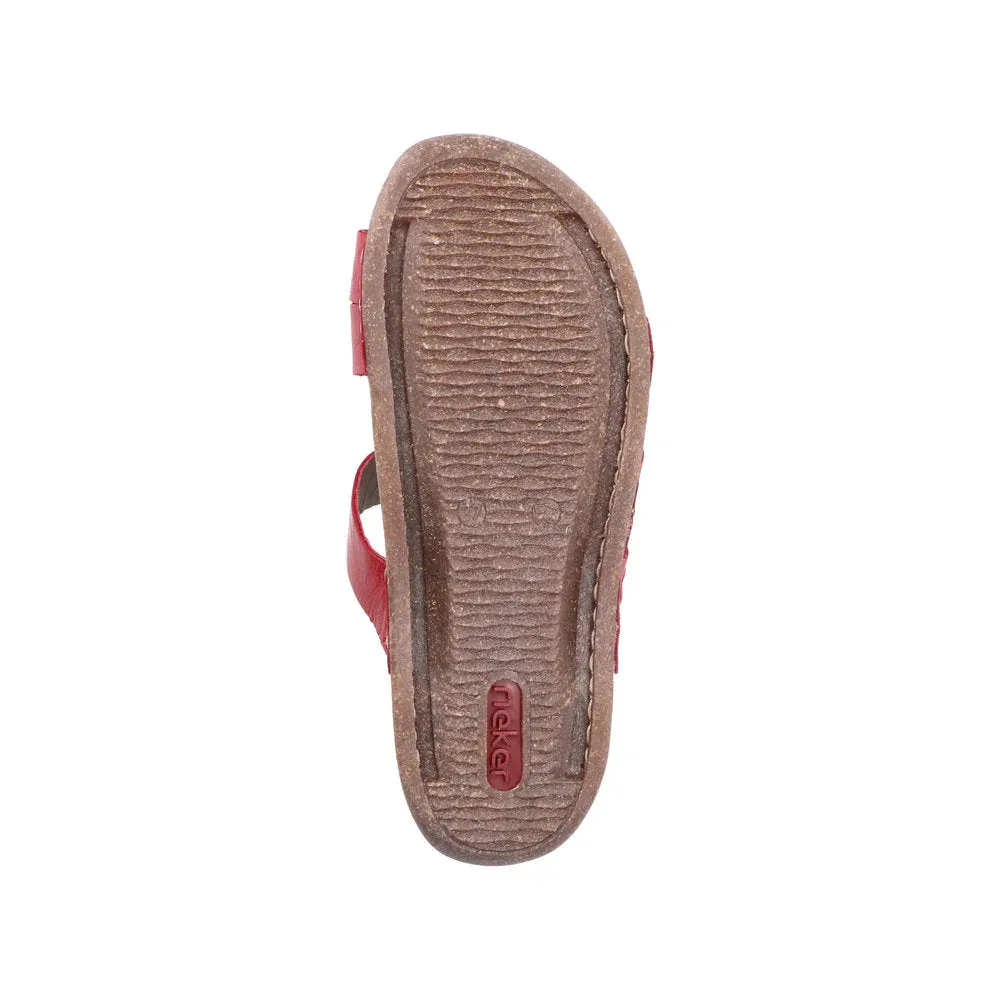 Rieker Schuhe 61450-33 Roter Klettverschluss-Slide