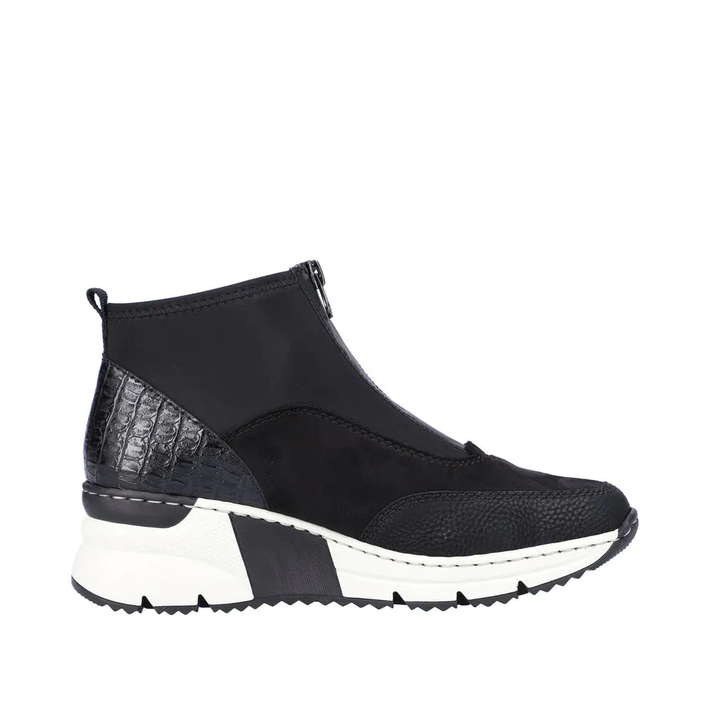 Rieker Schuhe N6352-00 Schwarz/Weiß Frontreißverschluss