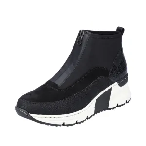 Rieker Schuhe N6352-00 Schwarz/Weiß Frontreißverschluss
