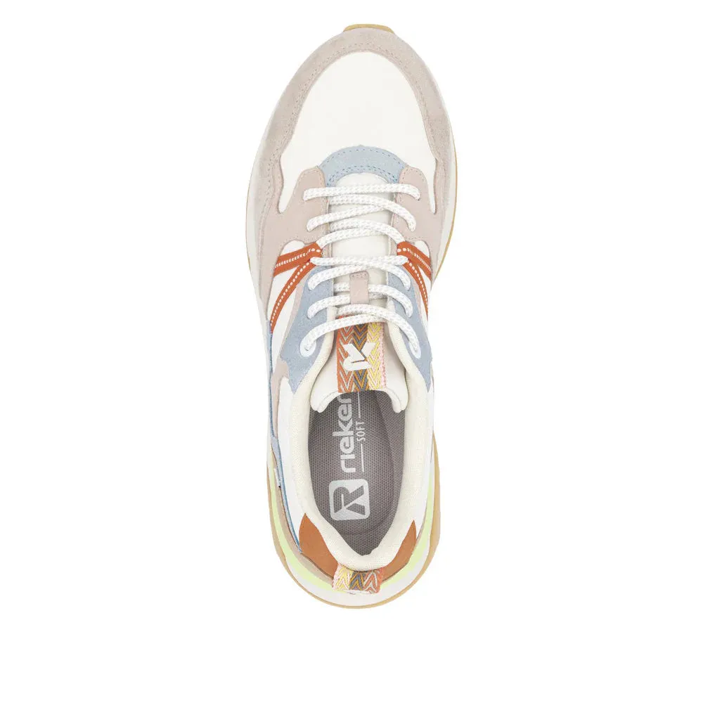 Rieker Damen Akilah 01 Sneaker in Eisberg/Schmutzigweiß/Hellrosa