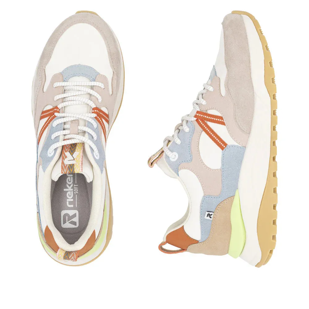 Rieker Damen Akilah 01 Sneaker in Eisberg/Schmutzigweiß/Hellrosa