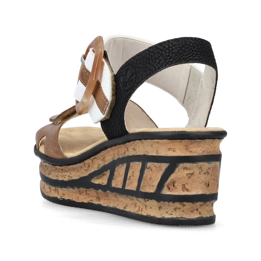 Rieker Damen Rose 76 Riemchensandalette mit Schnalle in Weiß/Braun