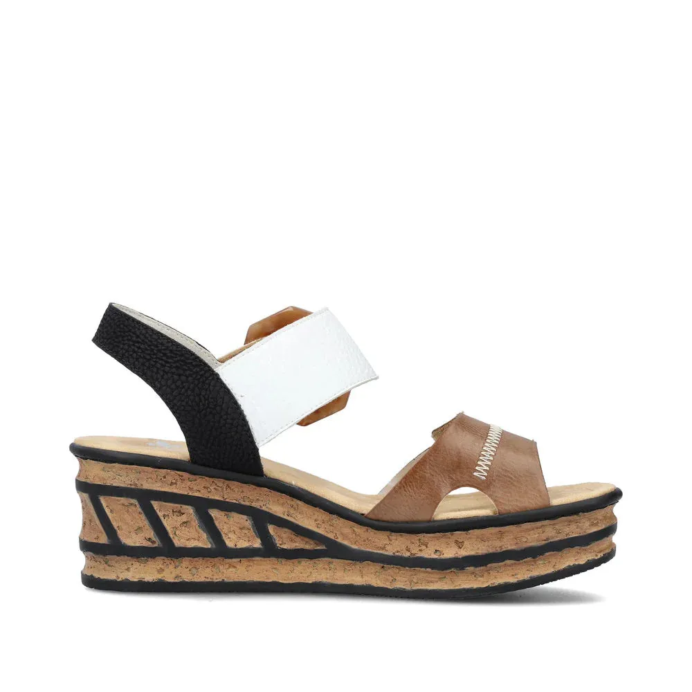Rieker Damen Rose 76 Riemchensandalette mit Schnalle in Weiß/Braun