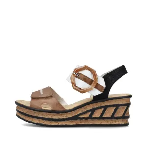 Rieker Damen Rose 76 Riemchensandalette mit Schnalle in Weiß/Braun