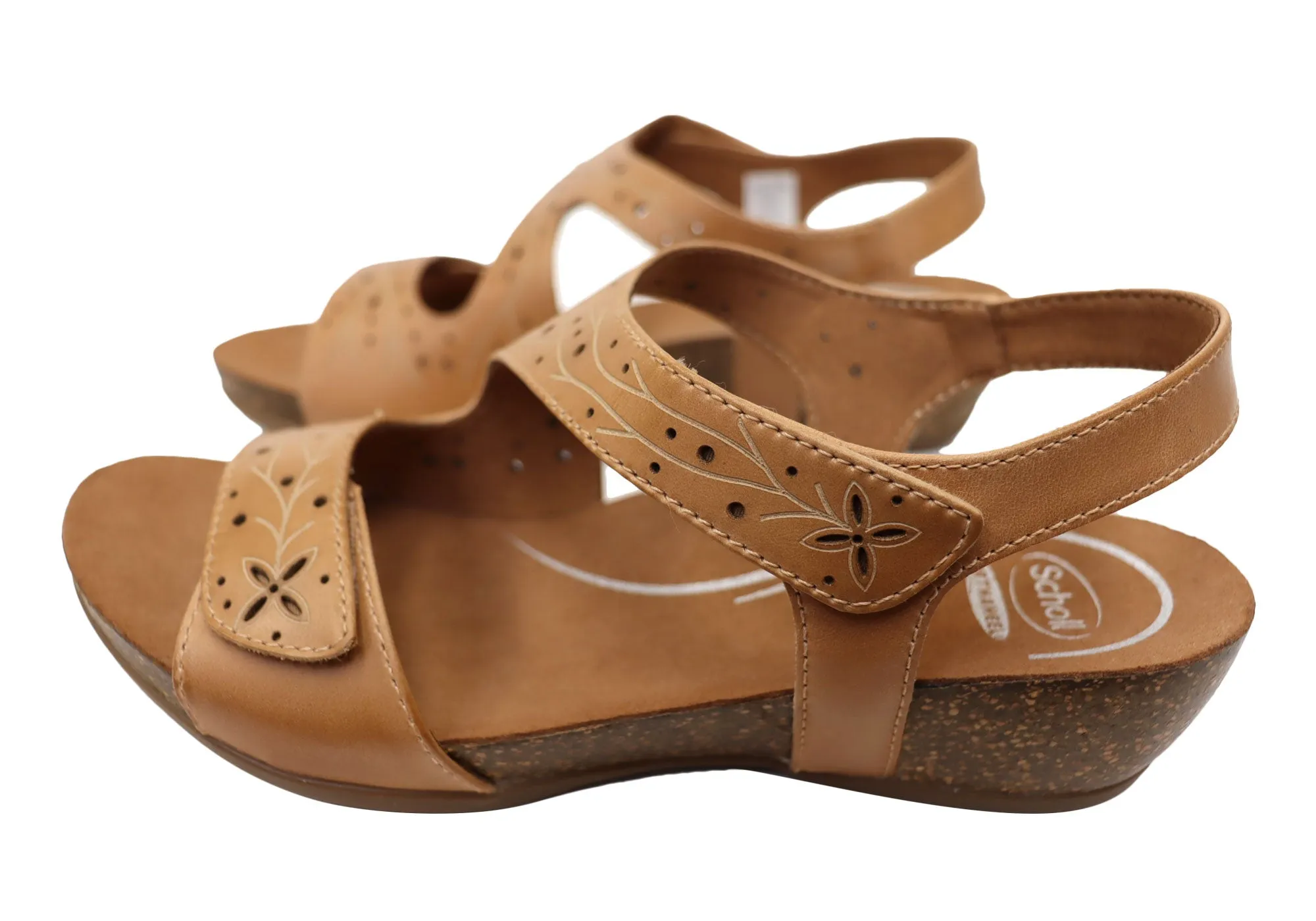 Scholl Orthaheel Jenna Damen Bequeme Ledersandalen mit Keilabsatz Scholl Orthaheel Schuhe