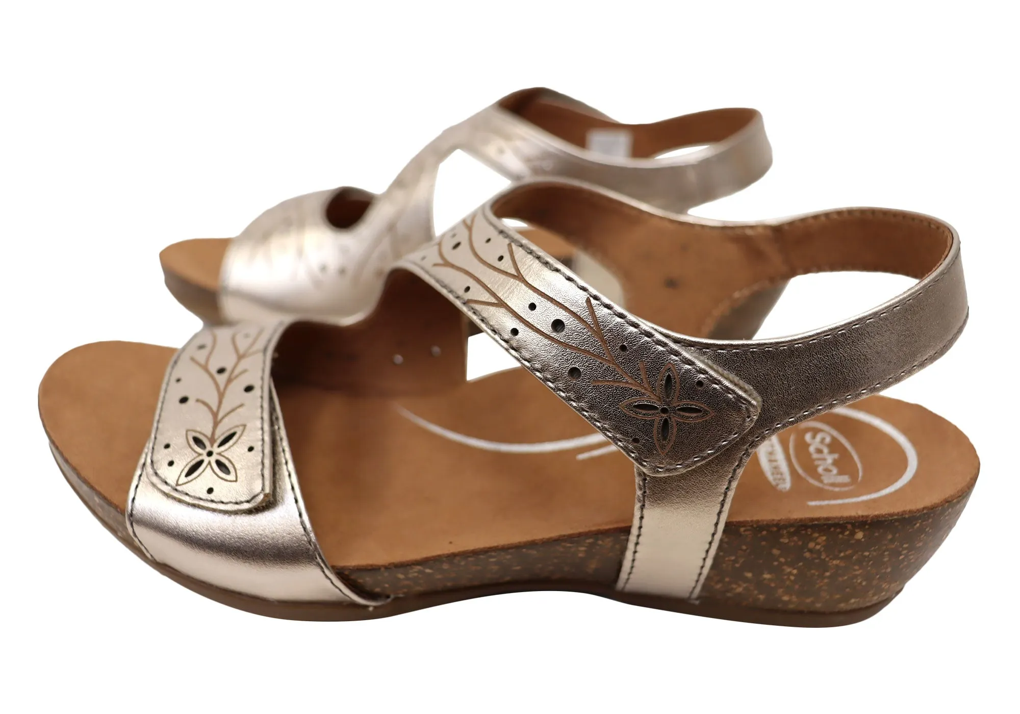 Scholl Orthaheel Jenna Damen Bequeme Ledersandalen mit Keilabsatz Scholl Orthaheel Schuhe