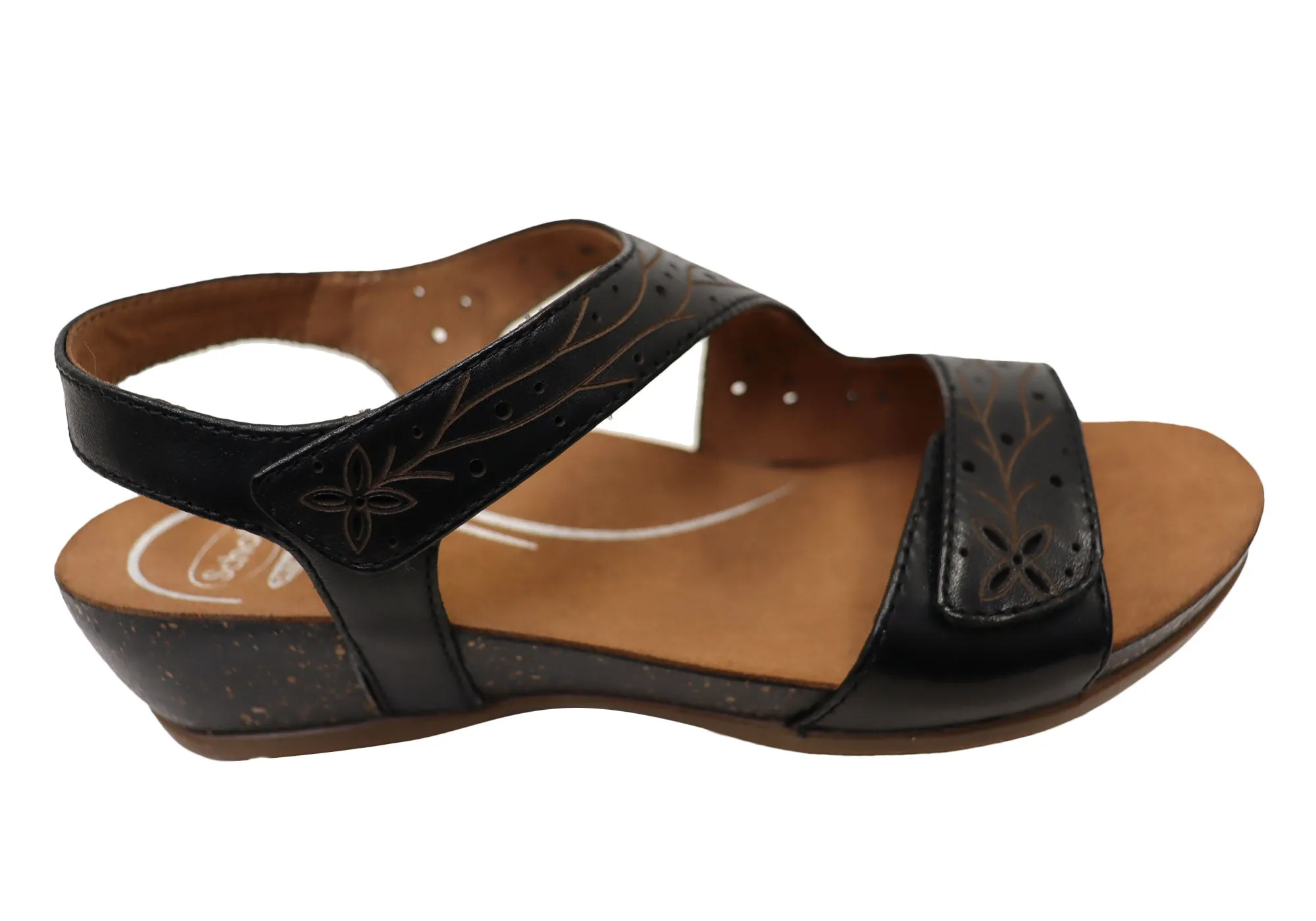 Scholl Orthaheel Jenna Damen Bequeme Ledersandalen mit Keilabsatz Scholl Orthaheel Schuhe