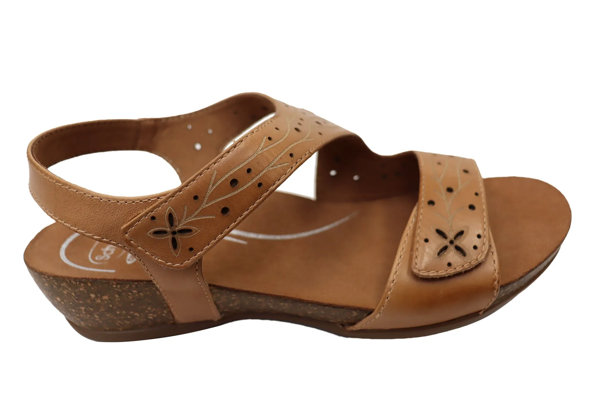 Scholl Orthaheel Jenna Damen Bequeme Ledersandalen mit Keilabsatz Scholl Orthaheel Schuhe