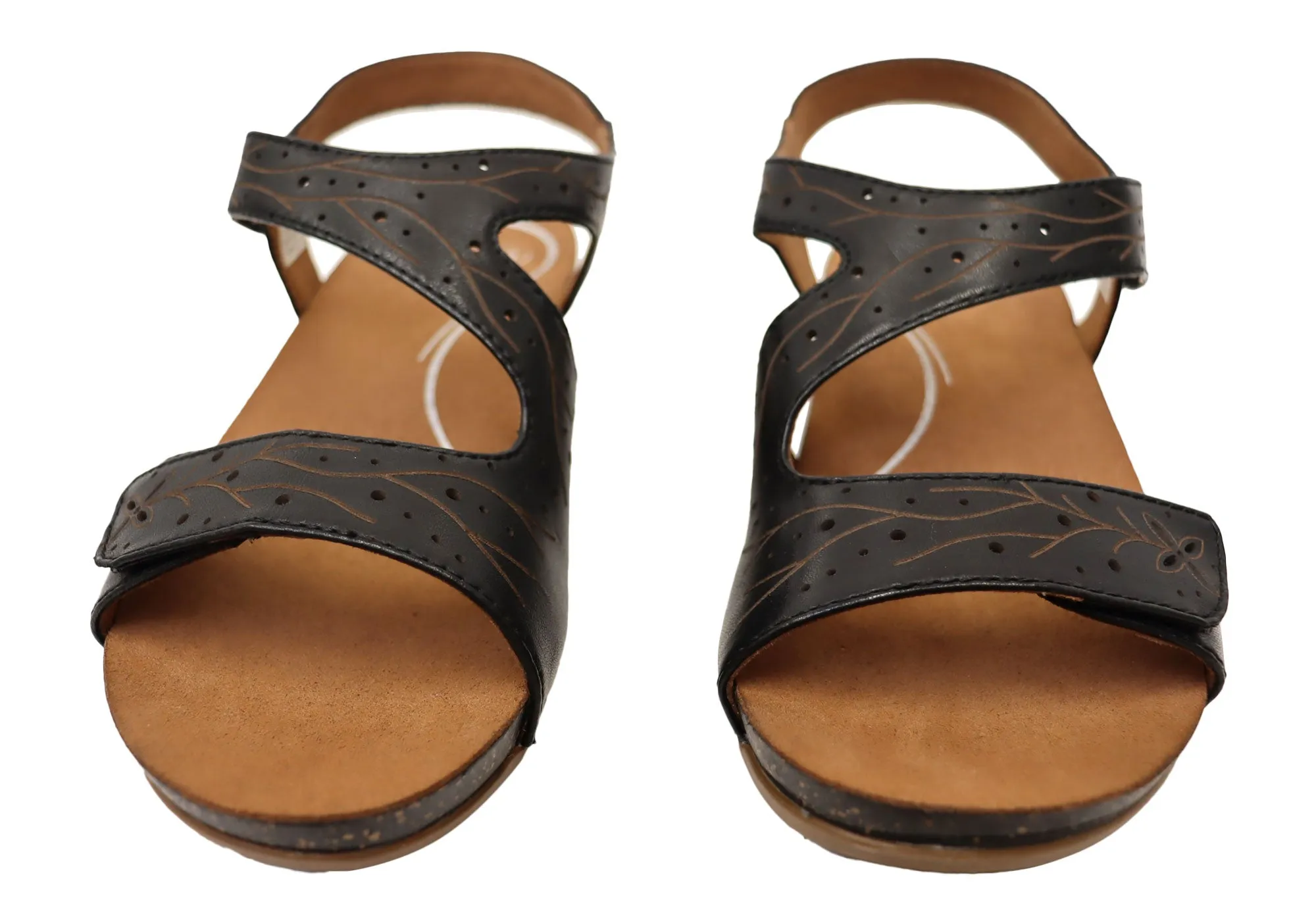 Scholl Orthaheel Jenna Damen Bequeme Ledersandalen mit Keilabsatz Scholl Orthaheel Schuhe