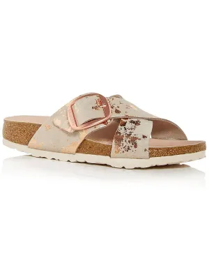 Siena Big Buckle Damen Wildleder Sandalen mit Metallapplikation