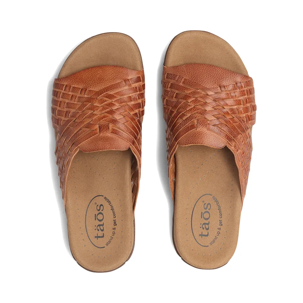 Taos Damen Guru Gewebter Leder-Slide-Sandalette in Honigbraun