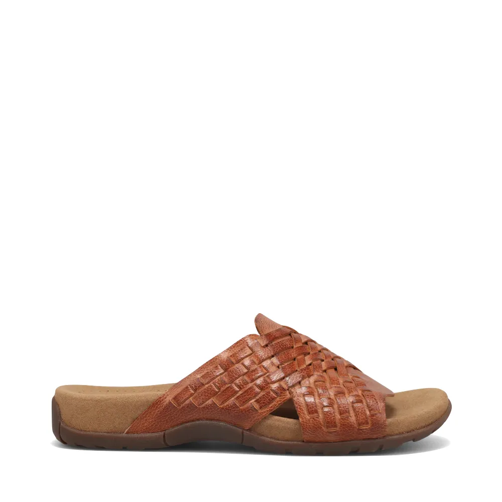 Taos Damen Guru Gewebter Leder-Slide-Sandalette in Honigbraun
