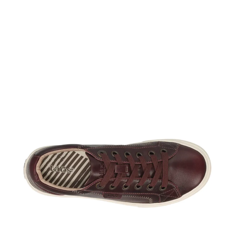 Taos Damen Plim Soul Lux Leder-Sneaker in Merlot