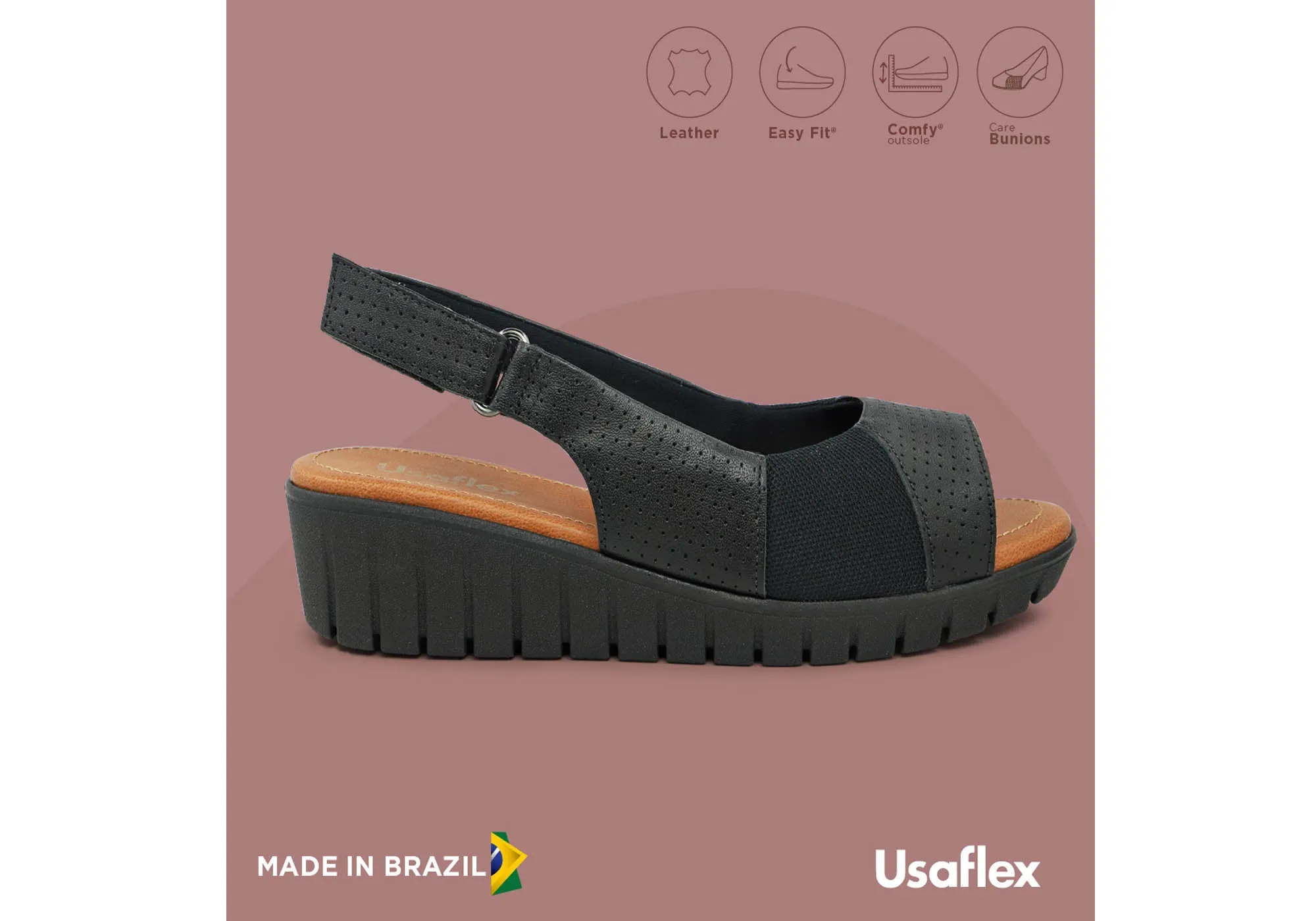 Usaflex Algiers Damen Bequeme Ledersandalen Hergestellt in Brasilien Usaflex Schuhe