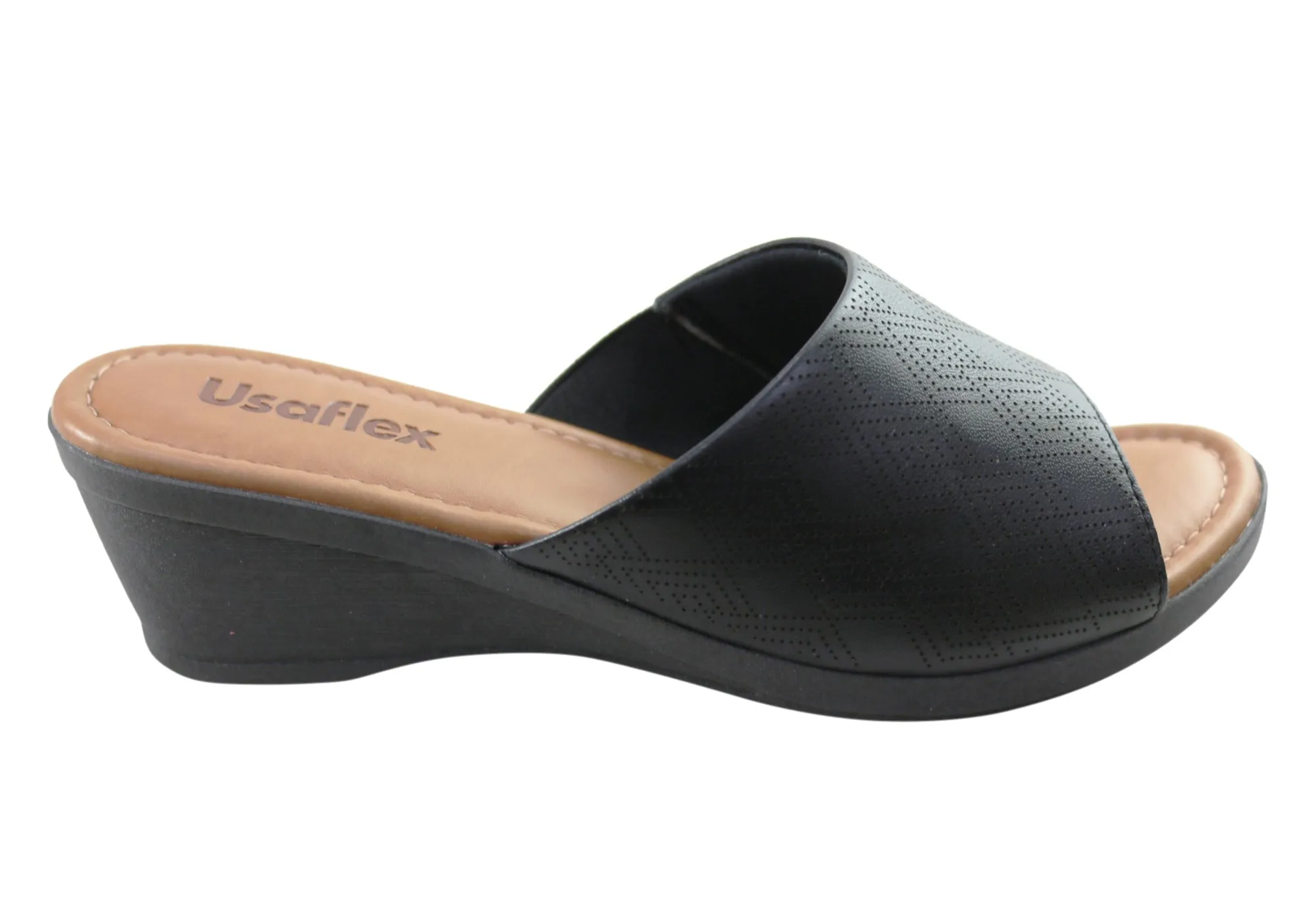 Usaflex Anatolia Damen Comfort Leder Slides Sandalen Hergestellt in Brasilien Usaflex Schuhe